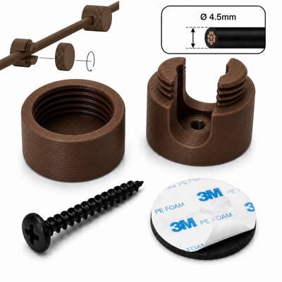 4,5 mm Kabelhouder Muur – Set van 12 Kabelclips – Kabelmanagement voor Dunne Kabels – Roasted Chestnut