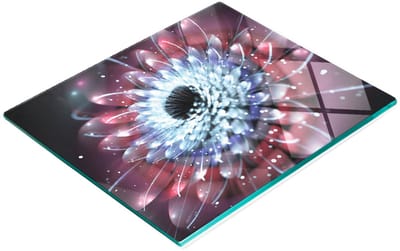 Decoratieve glazen snij- en serveerplank Fractal Lotus 60x52 cm