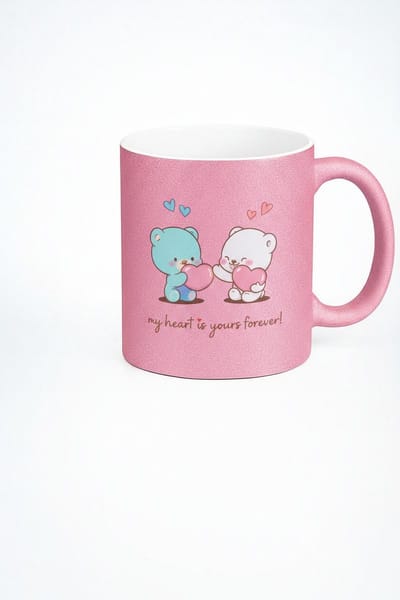 Valentijn Mok Roze met Lieve Beren 'My Heart Is Yours Forever!' - Romantisch Cadeau