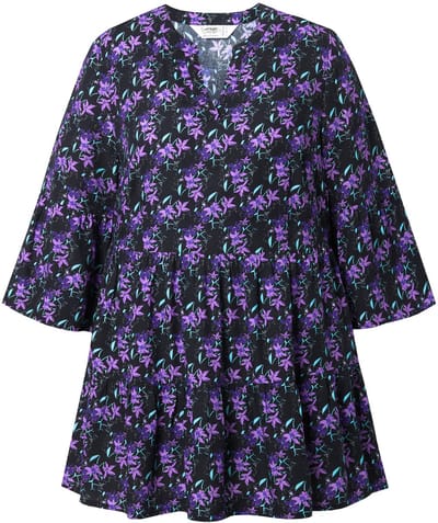 Angel of Style - Dames - Blouse A-lijn bloemenmotief 3/4-mouwen volants - Violet - Maat 44