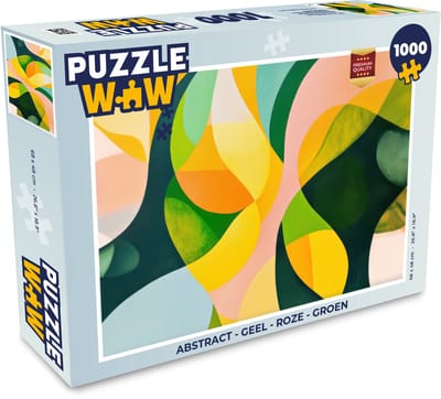 Puzzel Abstract - Geel - Roze - Groen - Legpuzzel - Puzzel 1000 stukjes volwassenen