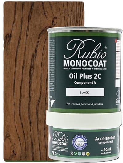 Rubio Monocoat Oil Plus 2C - Ecologische Houtolie in 1 Laag voor Binnenshuis - Black, 390 ml (15 m²)