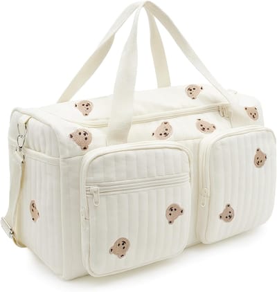 Dailygoods- Luiertas Grote Mommy Bag - Katoen met Borduurwerk - 48 × 22 × 26 cm - Ziekenhuis/Ver reizen - Voor Onderweg - Kinderwagen Compatibel - Babybag
