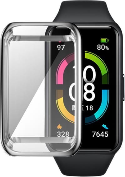 Beschermende watch case - hoesje - geschikt voor Huawei Band 7 - zilver