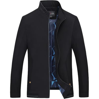 Heren Casual Jas Herfst Strijkvrij Papa Jas Mode Revers Middelbare Leeftijd Jas Heren M black