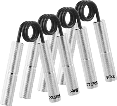 Aluminium Gripkrachttrainer - 4 Stuks - Onderarmtrainer met 22,5/45/67,5/90 kg Weerstand - Robuust en Antislip