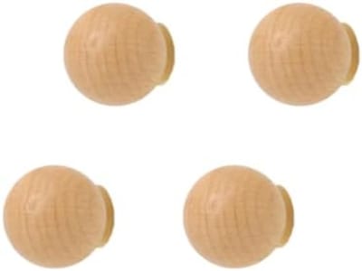 PromoHome Ronde Houten Wandhaak - Set van 4 - Natuurgetrouw Beukenhout - Muurmontage