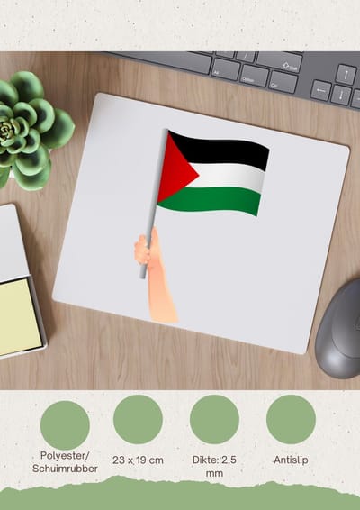 Akyol - palestina vlag met hand Muismat - Palestina - mensen die liefde willen geven aan palestina - degene die van palestina houden - supporten - oorlog - verjaardagscadeautje - gift - geschenk - kado - 23 bij 19 cm