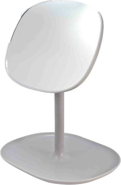 Svenska Living badkamer make-up spiegel - op voet - grijs - 21,5 x 17,5 cm - kunststof - scheerspiegel