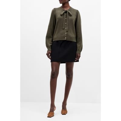 French Connection Varli Ls Tie Nk Cardigan Khaki Green Khaki Green Maat: XL | Sweaters Outlet | Dames | Bruin