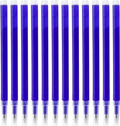 Herbruikbare navullingen voor vulpen, 12 stuks, 0.7 mm, hoogwaardige inkt, lang schrijfplezier, hittegevoelig, blauw