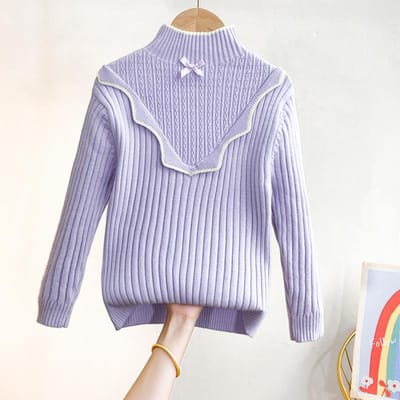 Pull de base tricoté pour filles Haut d'hiver Pull Chaud Vêtements d'hiver pour enfants 170