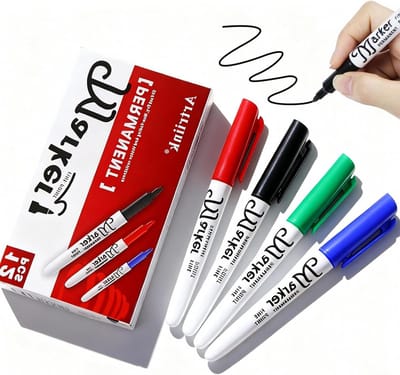 12 stuks permanente markers in 4 kleuren, fijne punt, waterproof en sneldrogend voor school, kantoor en creatieve projecten