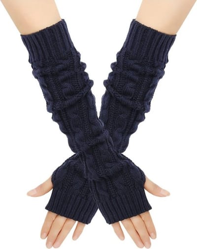 Bovista Armwarmers - Polswarmers - Armwarmers Dames - Duimopening - Wol - Armstukken - Marine Blauw