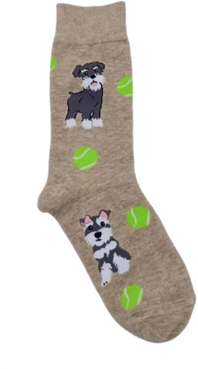 Dames sokken - bruin - leuke print hond - 36 - 40 - gift - cadeau voor haar - geschenk vrouwen - Kerst cadeau - verjaardagscadeau