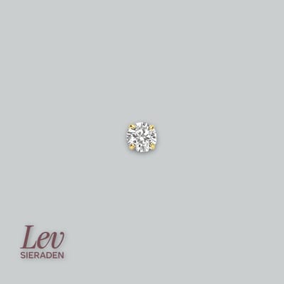 14 karaat geelgouden oorknop zirkonia - Lev Sieraden - per stuk