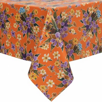 Protecttable - Rond Mexicaans tafelzeil Fortín oranje ⌀118cm - Tafelkleed Afwasbaar - Kunststof