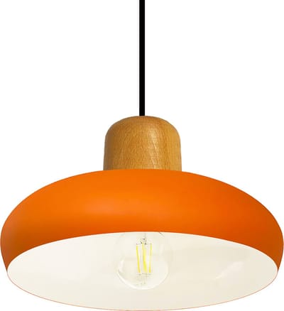 Bamyum Androa 1flame E27 Plafondlamp Binnen Oranje Metaal Hout Industriële Lamp