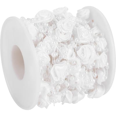 10m rol Roos Kunstparel Draad Kralen Slinger String DIY Bruiloftsdecoratie(roze) wit