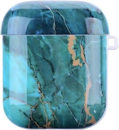 Shieldcase Glossy Green Marmer Case geschikt voor Airpods 2 Case - groen - Hoesje Marmer Hardcase geschikt voor Apple AirPods 2 2e generatie - Groen marmer look hard case