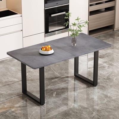 Sweiko Industriële stijl Eettafel, Rechthoekige eettafel, Koffie vrijetijdstafel, Moderne eenvoudige ijzer eettafel, Grijs