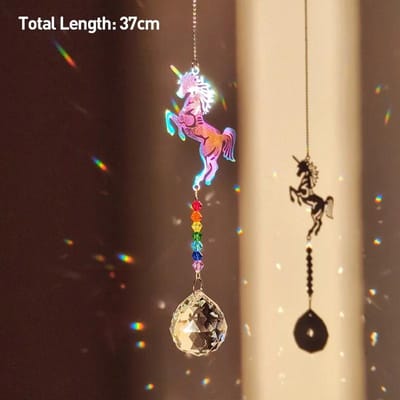 Kleurrijke Paars Goud Kristallen Hanger Tuin Zonnevanger Windgong Kristallen Ketting Regenboog Prisma voor Huis Raam Feestdecoratie