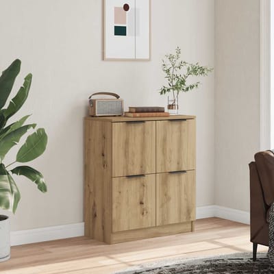 vidaXL - Dressoir - 60x30x70 - cm - bewerkt - hout - artisan - eikenkleurig