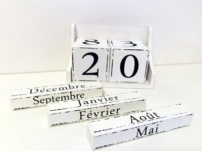 BLOK KALENDER - Franstalig - Tafelmodel - Wit
