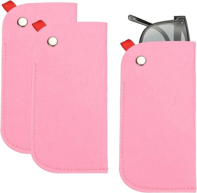 Draagbare vilten glazen case - 3 stuks zachte opbergtas voor zonnebrillen en eyeglasses, ideaal voor mannen en vrouwen, ear hanging style in roze