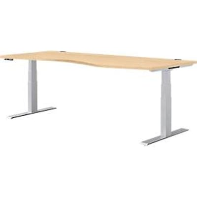 Schäfer Shop  Genius Bureautafel in vrije vorm MODENA FLEX, elektr. in hoogte verstelbaar, aanbouw rechts, B 1800 mm, esdoorn