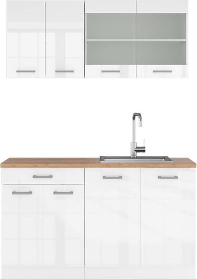Vicco R-Line Eenpersoonskeuken – 140 cm, WB Eik Wit hoogglans/wit