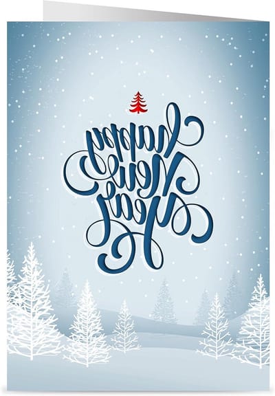 Nieuwjaarskaarten - Feestdagen kaarten - Wenskaarten versturen - Minimalistisch design - 5x7 inch - Winter Wit