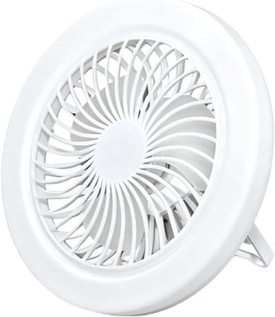 Campingventilator met lamp - 23×9cm - Met afstandsbediening - Verstelbare verlichting (driekleurig) - USB oplaadbaar - Ventilator & lamp gecombineerd - Kan staand of hangend worden gebruikt - Eenvoudig in gebruik - Wit