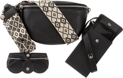 Jackie L Cross body bag & Accessoires, Leer, Zwart