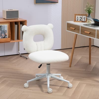 Wishdor kinder bureaustoel 50 x 56 x 80-90 cm hoogteverstelbaar zonder armleuningen draaibaar wit