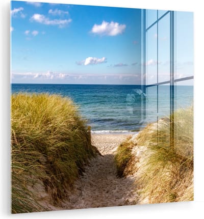 MuchoWow® Glasschilderij 20x20 cm - Schilderij acrylglas - Strand - Wolken - Duitsland - Foto op glas - Muurdecoratie woonkamer - Wanddecoratie slaapkamer - Schilderijen