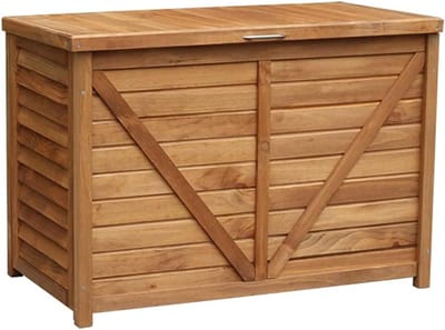 Houten Opbergkast - Tuin Opberger - Tuin Organiseren - Regenbestendige Top - 100x53.5x70cm - Houtkleur
