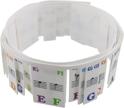 Piano Keyboard Stickers - Piano Key Labels - Muziek Leren - 88 Kleurgecodeerde Toetsen - Standaard 88 Toetsen - Wit