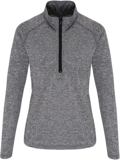TriDri Women´s Long Sleeve Performance ¼ Zip TR120 - Black Melange/Black - XS