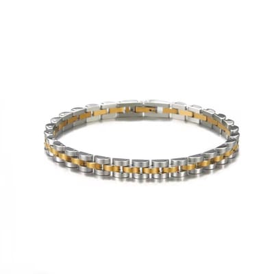 Presidente stijl armband | Small | Horlogeband Stijl | Zilverkleurig & Goudkleurig | Staal | Armband Mannen | 6mm | Mannen Cadeautjes | Cadeau voor Man | Pin Remover