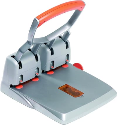 4-gaats perforator - Papier ponser - Grote documenten organiseren - Pons tot 150 vellen - 6mm gaten - Zilver Oranje