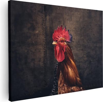 Artaza Canvas Schilderij Dierenkop Haan - 40x30 cm - Klein - Muurdecoratie Portret - Wanddecoratie Dieren - Kamer Accessoires
