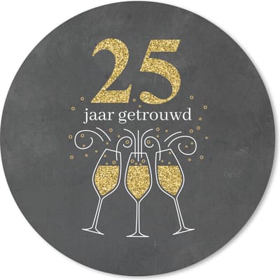 Muismat rond 20x20 cm - Mousepad Trouwen - 25 jaar getrouwd - Quotes - Spreuken - Ronde muismatten