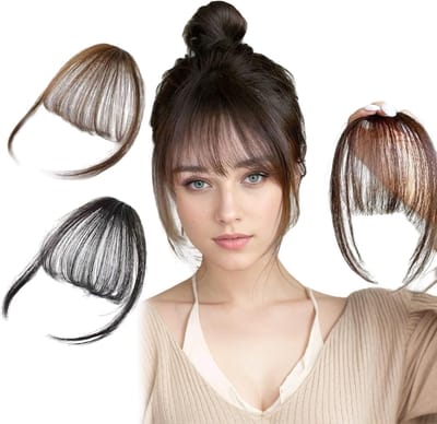 Natuurlijke Clip-In Pony voor Vrouwen - Echte Haarextensions met Zijkanten in Lichtbruin en Zwart voor Volumineuze Haarstijl