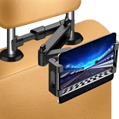 Tablet Houder Hoofdsteun auto - Verstelbare Arm - Geschikt voor o.a. iPad en Telefoon - Universeel - Auto Accessories - Zwart