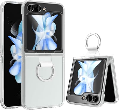 Hoesje geschikt voor Samsung Galaxy Z Flip 5 doorzichtig met Ring houder - Luxe Backcover - Transparant