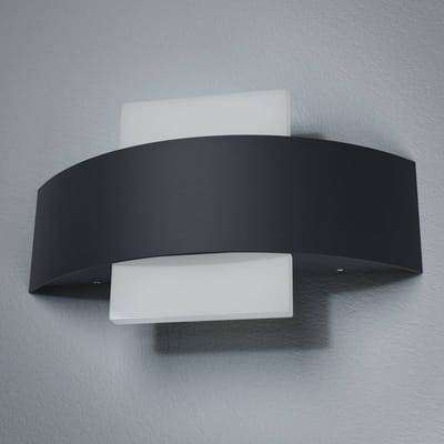 OSRAM ENDURA Style Shield Square LED-buitenarmatuur met lichtopbrengst aan de boven- en onderkant in donkergrijs van aluminium, IP44-bescherming, voor gevels/ingangen