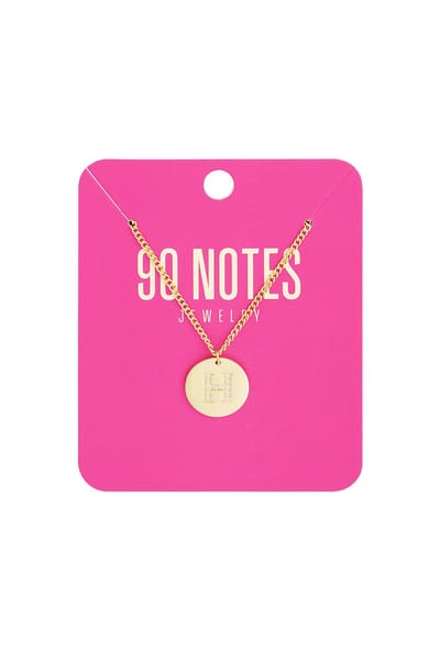90 NOTES - Initial Strass Ketting - Letter H - goudkleurig