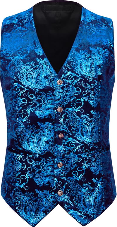 ALLTHEMEN Heren Vest Gilet Jacquard Pak Vest - Slim fit Vest voor Bruiloft en Feest - M