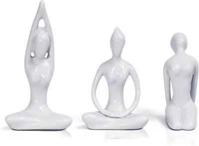 Set van 3 keramische yoga beeldjes - decoratie figuren voor rust en harmonie - ideaal als cadeau